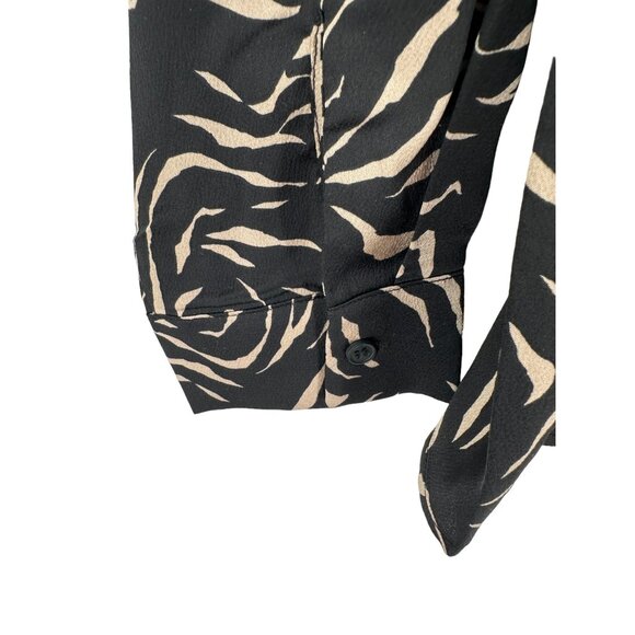 Pleione Top Blouse Shirt Button up Womens Size L‎ Tiger Stripe Work Career - Picture 8 of 10